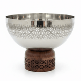 Luhpar Brown Wooden Footed Silver Stainless Steel Serving Bowl - 16×20 cm - Al Kabayel Discount CentreLuhpar Brown Wooden Footed Silver Stainless Steel Serving Bowl - 16×20 cmBowlsLUHPARAl Kabayel Discount Centre
