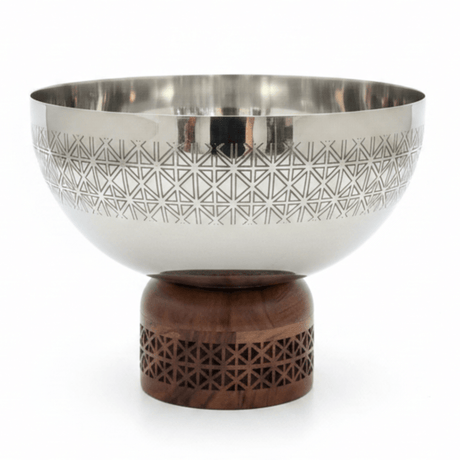 Luhpar Brown Wooden Footed Silver Stainless Steel Serving Bowl - 16×20 cm - Al Kabayel Discount CentreLuhpar Brown Wooden Footed Silver Stainless Steel Serving Bowl - 16×20 cmBowlsLUHPARAl Kabayel Discount Centre