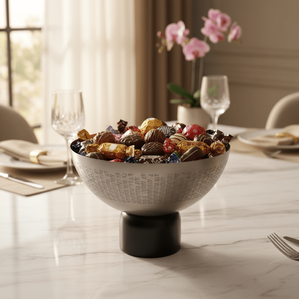 Luhpar Brushed Silver Stainless Steel Candy Bowl with Black Wooden Base - 18×12cm - Al Kabayel Discount CentreLuhpar Brushed Silver Stainless Steel Candy Bowl with Black Wooden Base - 18×12cmBowlsLUHPARAl Kabayel Discount Centre