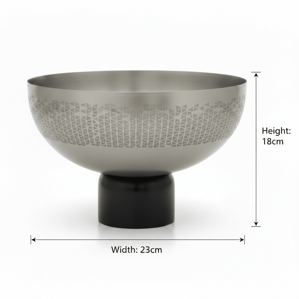 Luhpar Brushed Silver Stainless Steel Candy Bowl with Black Wooden Base - 18×23cm - Al Kabayel Discount CentreLuhpar Brushed Silver Stainless Steel Candy Bowl with Black Wooden Base - 18×23cmBowlsLUHPARAl Kabayel Discount Centre