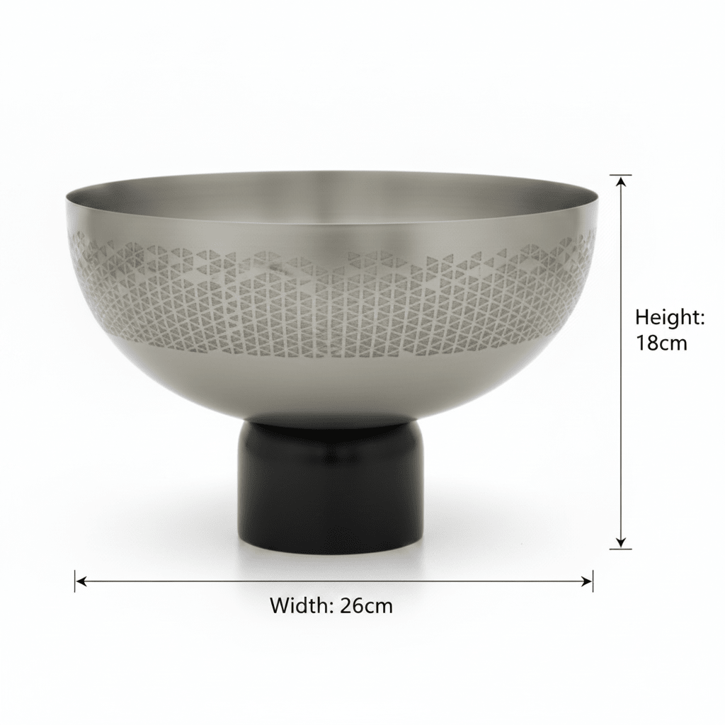 Luhpar Brushed Silver Stainless Steel Candy Bowl with Black Wooden Base - 18×26cm - Al Kabayel Discount CentreLuhpar Brushed Silver Stainless Steel Candy Bowl with Black Wooden Base - 18×26cmBowlsLUHPARAl Kabayel Discount Centre