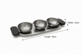 Luhpar Brushed Silver Stainless Steel Serving Tray with 3 Bowls & Black Wooden Handles - 35×15×10 cm - Al Kabayel Discount CentreLuhpar Brushed Silver Stainless Steel Serving Tray with 3 Bowls & Black Wooden Handles - 35×15×10 cmServing TraysLUHPARAl Kabayel Discount Centre