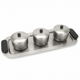 Luhpar Brushed Silver Stainless Steel Serving Tray with 3 Lidded Bowls & Black Wooden Handles | 55×20×10 cm - Al Kabayel Discount CentreLuhpar Brushed Silver Stainless Steel Serving Tray with 3 Lidded Bowls & Black Wooden Handles | 55×20×10 cmServing TraysLUHPARAl Kabayel Discount Centre