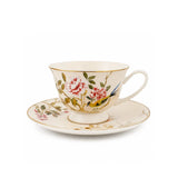 Luhpar Chinoserie Floral Ceramic Cup & Saucer – 220 ml – Gold Decal Design AM-015