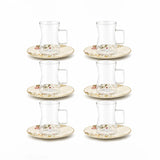 Luhpar Chinoserie Floral Tea & Cawa Cup Set – 18-Piece – Gold Decal Design  AM-017