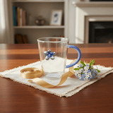 Luhpar Decorative Blue Flower Design Clear Glass Mug with Handle for Gift Purpose 300ml - Al Kabayel Discount CentreLuhpar Decorative Blue Flower Design Clear Glass Mug with Handle for Gift Purpose 300mlMugsLUHPARAl Kabayel Discount Centre