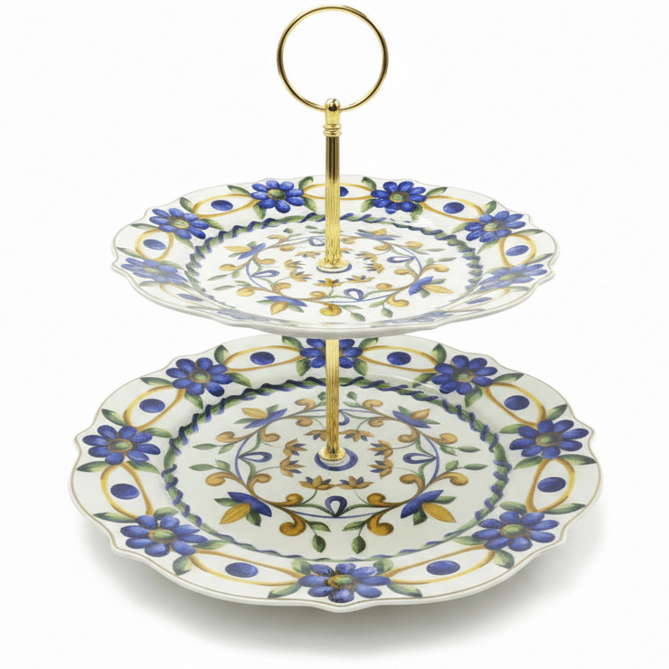Luhpar Elegant Two - Tier White Ceramic Cake Stand with Blue Floral Pattern – 8 + 11 Inch Display Stand - Al Kabayel Discount CentreLuhpar Elegant Two - Tier White Ceramic Cake Stand with Blue Floral Pattern – 8 + 11 Inch Display StandServing TraysLUHPARAl Kabayel Discount Centre
