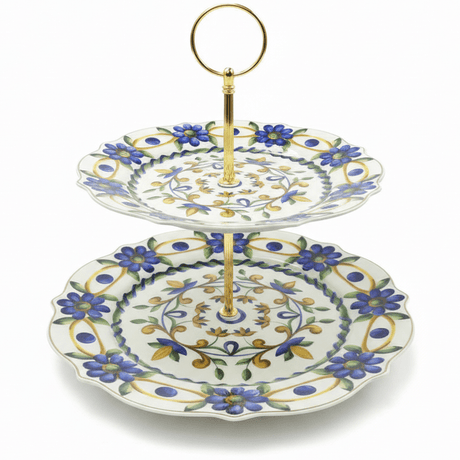 Luhpar Elegant Two - Tier White Ceramic Cake Stand with Blue Floral Pattern – 8 + 11 Inch Display Stand - Al Kabayel Discount CentreLuhpar Elegant Two - Tier White Ceramic Cake Stand with Blue Floral Pattern – 8 + 11 Inch Display StandServing TraysLUHPARAl Kabayel Discount Centre