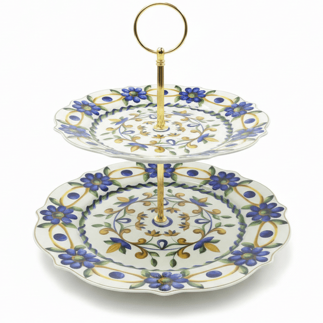 Luhpar Elegant Two - Tier White Ceramic Cake Stand with Blue Floral Pattern – 8 + 11 Inch Display Stand - Al Kabayel Discount CentreLuhpar Elegant Two - Tier White Ceramic Cake Stand with Blue Floral Pattern – 8 + 11 Inch Display StandServing TraysLUHPARAl Kabayel Discount Centre
