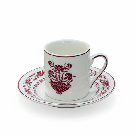 Luhpar EM - 006 Coffee Cup & Saucer Set with Red Rim – 12 - Piece Set – White with Red Floral Design - Al Kabayel Discount CentreLuhpar EM - 006 Coffee Cup & Saucer Set with Red Rim – 12 - Piece Set – White with Red Floral DesignTea SetsLUHPARAl Kabayel Discount Centre