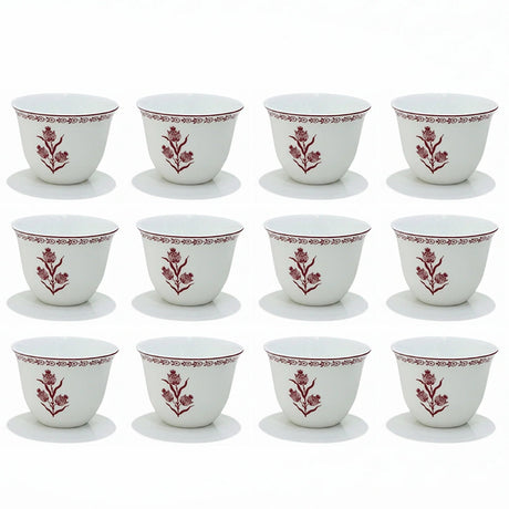 Luhpar EM - 010 Cawa Cup Set with Red Rim – 12 - Piece Set – White with Red Floral Design - Al Kabayel Discount CentreLuhpar EM - 010 Cawa Cup Set with Red Rim – 12 - Piece Set – White with Red Floral DesignTea SetsLUHPARAl Kabayel Discount Centre