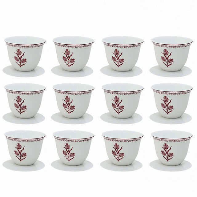 Luhpar EM - 010 Cawa Cup Set with Red Rim – 12 - Piece Set – White with Red Floral Design - Al Kabayel Discount CentreLuhpar EM - 010 Cawa Cup Set with Red Rim – 12 - Piece Set – White with Red Floral DesignTea SetsLUHPARAl Kabayel Discount Centre