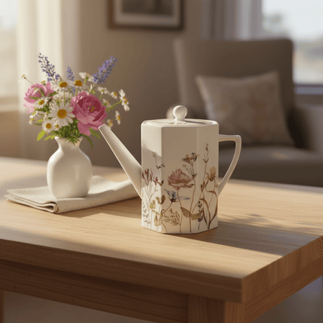 Luhpar Floral Ceramic Tea Pot – 1100 ml, White Classic Serving Teapot - Al Kabayel Discount CentreLuhpar Floral Ceramic Tea Pot – 1100 ml, White Classic Serving TeapotTea/Coffee PotsLUHPARAl Kabayel Discount Centre