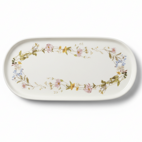 Luhpar Floral Oval Ceramic Serving Plate – 25 × 11.5 cm, White Decorative Dinnerware - Al Kabayel Discount CentreLuhpar Floral Oval Ceramic Serving Plate – 25 × 11.5 cm, White Decorative DinnerwarePlatesLUHPARAl Kabayel Discount Centre
