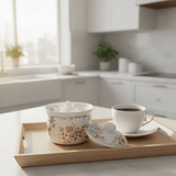 Luhpar Floral White Ceramic Sugar Pot with Decorative Lid for Tea, Coffee and Table Serving – 10 cm - Al Kabayel Discount CentreLuhpar Floral White Ceramic Sugar Pot with Decorative Lid for Tea, Coffee and Table Serving – 10 cmJars & Food SaversLUHPARAl Kabayel Discount Centre