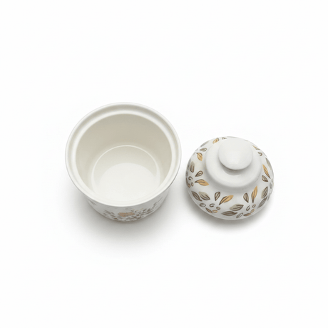 Luhpar Floral White Ceramic Sugar Pot with Decorative Lid for Tea, Coffee and Table Serving – 10 cm - Al Kabayel Discount CentreLuhpar Floral White Ceramic Sugar Pot with Decorative Lid for Tea, Coffee and Table Serving – 10 cmJars & Food SaversLUHPARAl Kabayel Discount Centre