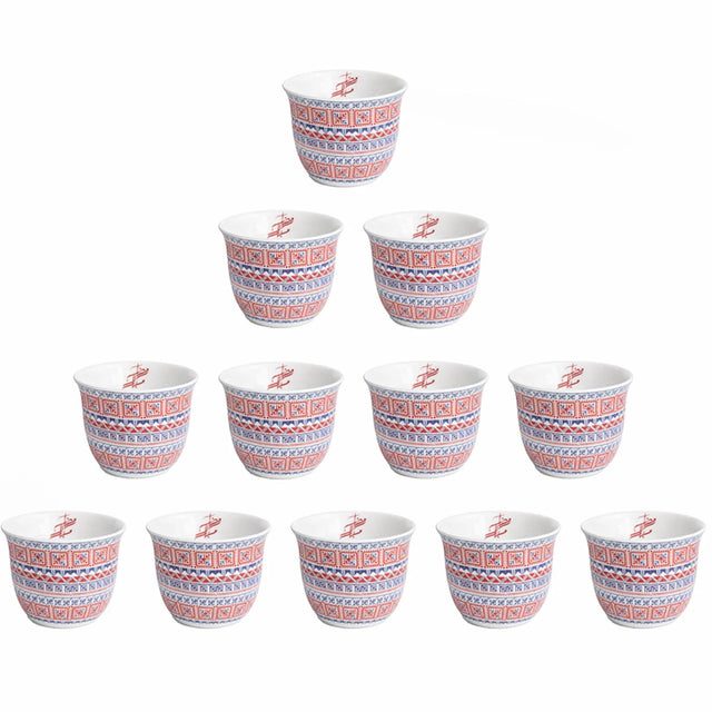 Luhpar M18042/CBA12/D25110 Ceramic Cawa Cup Set – 12 - Piece – Red & Blue Arabic Pattern - Al Kabayel Discount CentreLuhpar M18042/CBA12/D25110 Ceramic Cawa Cup Set – 12 - Piece – Red & Blue Arabic PatternTea SetsLUHPARAl Kabayel Discount Centre