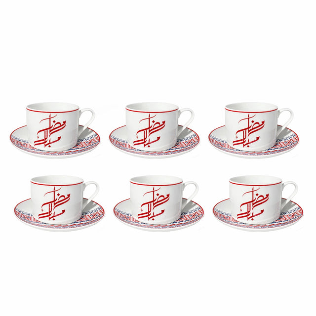 Luhpar M19263 / ZBA6 / D25110 Ceramic Tea Cup & Saucer Set – 6 - Piece – Red & Blue Arabic Pattern - Al Kabayel Discount CentreLuhpar M19263 / ZBA6 / D25110 Ceramic Tea Cup & Saucer Set – 6 - Piece – Red & Blue Arabic PatternTea SetsLUHPARAl Kabayel Discount Centre