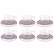 Luhpar M25074/CBA6/D25110 Tea Glass Cup & Saucer Set – 6 - Piece – 180 ml – Red & Blue Arabic Pattern - Al Kabayel Discount CentreLuhpar M25074/CBA6/D25110 Tea Glass Cup & Saucer Set – 6 - Piece – 180 ml – Red & Blue Arabic PatternTea SetsLUHPARAl Kabayel Discount Centre