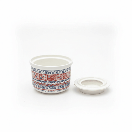Luhpar Minimalist White Ceramic Sugar Pot with Tatreez Pattern and Elegant Lid for Modern Kitchens – 10 cm - Al Kabayel Discount CentreLuhpar Minimalist White Ceramic Sugar Pot with Tatreez Pattern and Elegant Lid for Modern Kitchens – 10 cmJars & Food SaversLUHPARAl Kabayel Discount Centre