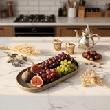 Luhpar Oval Ceramic Serving Tray | 35.4 × 19.4 cm | Taupe, Off White, Brown | - Al Kabayel Discount CentreLuhpar Oval Ceramic Serving Tray | 35.4 × 19.4 cm | Taupe, Off White, Brown |PlatesLUHPARAl Kabayel Discount Centre