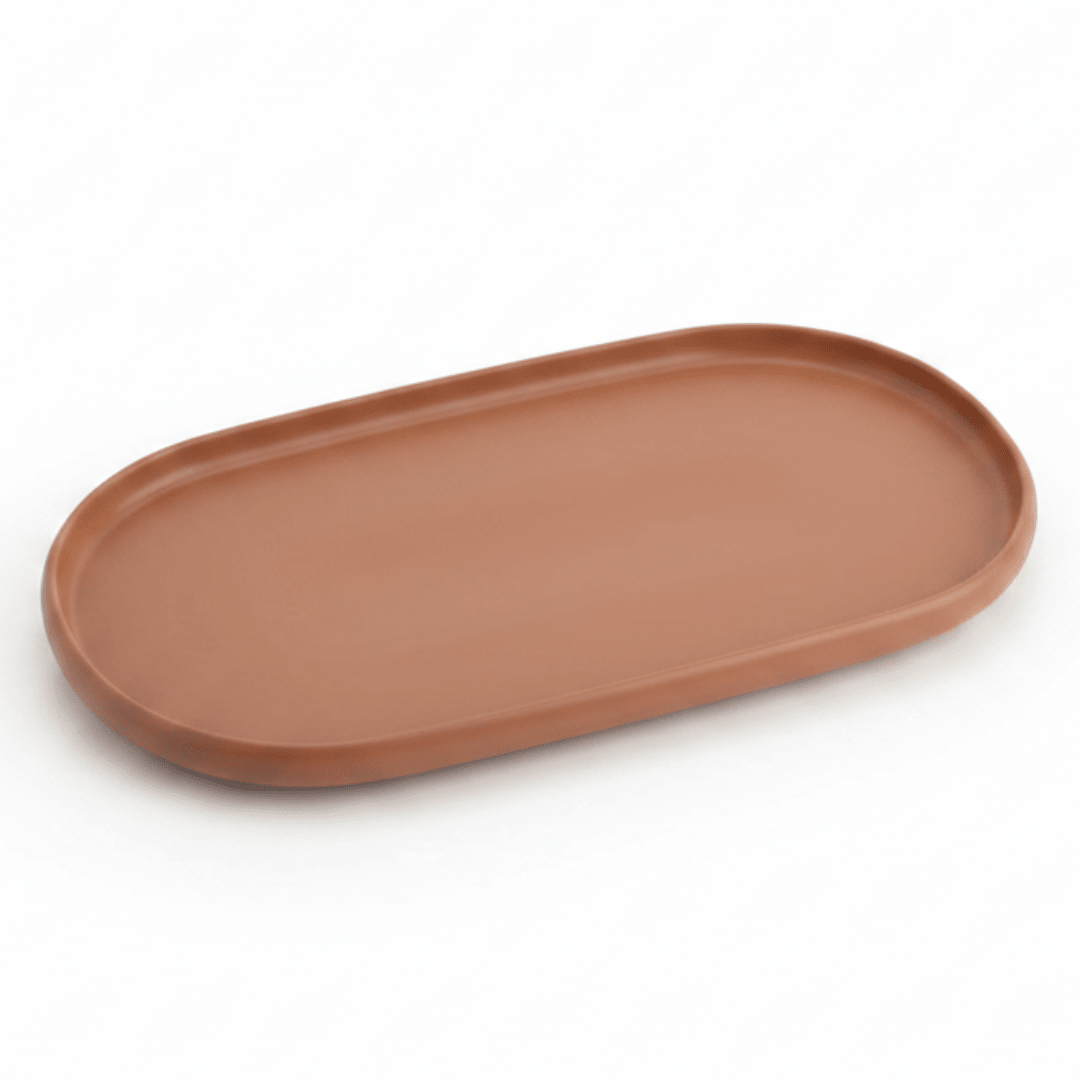 Luhpar Oval Ceramic Serving Tray | 35.4 × 19.4 cm | Taupe, Off White, Brown | - Al Kabayel Discount CentreLuhpar Oval Ceramic Serving Tray | 35.4 × 19.4 cm | Taupe, Off White, Brown |PlatesLUHPARAl Kabayel Discount Centre