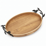 Luhpar Oval Wooden Tray with Black Metal Handles – Stylish Serving Tray for Home & Events 40×26 cm - Al Kabayel Discount CentreLuhpar Oval Wooden Tray with Black Metal Handles – Stylish Serving Tray for Home & Events 40×26 cmServing TraysLUHPARAl Kabayel Discount Centre