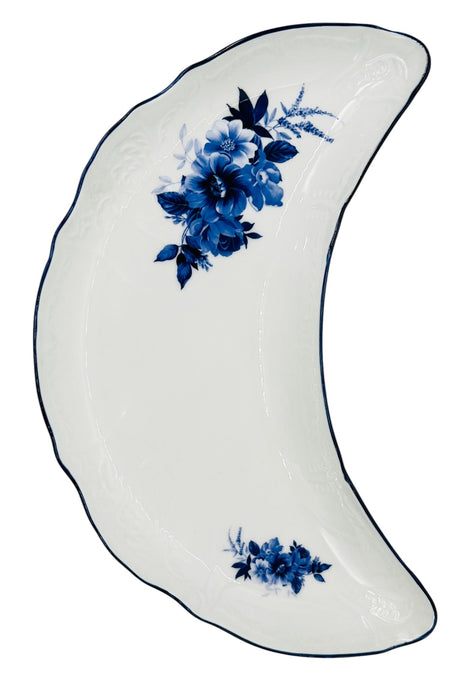 Luhpar Porcelain Moon Serving Plate 23cm*10.5cm, Blue Floral Design with Blue Rim - Al Kabayel Discount CentreLuhpar Porcelain Moon Serving Plate 23cm*10.5cm, Blue Floral Design with Blue RimPlatesLUHPARAl Kabayel Discount Centre
