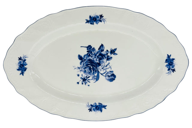 Luhpar Porcelain Oval Plate 14"*9", Blue Floral Design with Blue Rim - Al Kabayel Discount CentreLuhpar Porcelain Oval Plate 14"*9", Blue Floral Design with Blue RimPlatesLUHPARAl Kabayel Discount Centre
