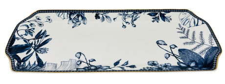 Luhpar Porcelain Rectangular Tray 37cm*16.5cm, Blue Floral Design with Gold Rim - Al Kabayel Discount CentreLuhpar Porcelain Rectangular Tray 37cm*16.5cm, Blue Floral Design with Gold RimServing TraysLUHPARAl Kabayel Discount Centre