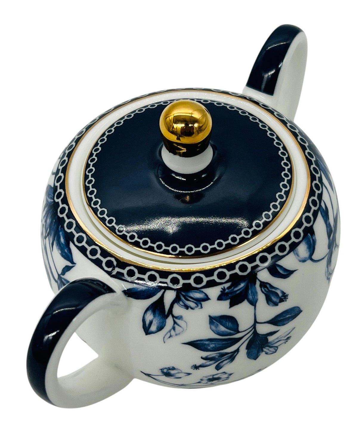Luhpar Porcelain Sugar Pot with Lid 9cm*10cm, Blue Floral Design with Gold Rim - Al Kabayel Discount CentreLuhpar Porcelain Sugar Pot with Lid 9cm*10cm, Blue Floral Design with Gold RimJars & Food SaversLUHPARAl Kabayel Discount Centre