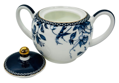 Luhpar Porcelain Sugar Pot with Lid 9cm*10cm, Blue Floral Design with Gold Rim - Al Kabayel Discount CentreLuhpar Porcelain Sugar Pot with Lid 9cm*10cm, Blue Floral Design with Gold RimJars & Food SaversLUHPARAl Kabayel Discount Centre