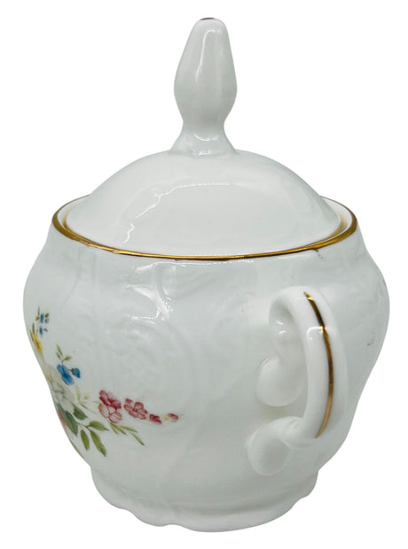 Luhpar Porcelain Sugar Pot with Lid 9cm*12cm, Multicolor Floral Design with Gold Rim - Al Kabayel Discount CentreLuhpar Porcelain Sugar Pot with Lid 9cm*12cm, Multicolor Floral Design with Gold RimJars & Food SaversLUHPARAl Kabayel Discount Centre