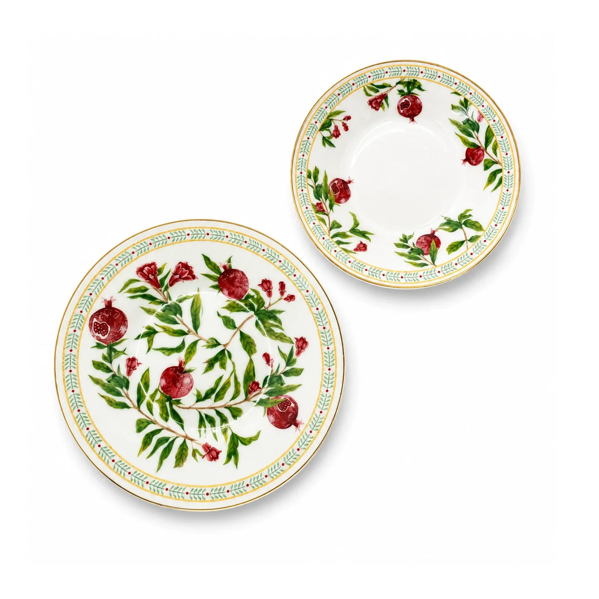Luhpar Tea Cup Set – 24-Piece – Pomegranate & Floral Gold Decal Design AM-019