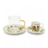 Luhpar Tea Cup Set – 24-Piece – Pomegranate & Floral Gold Decal Design AM-019