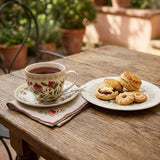 Luhpar Porcelain Tea Set with Side Plates – 18-Piece – Pomegranate & Floral Gold Decal Design  AM-018