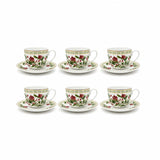 Luhpar Porcelain Tea Set with Side Plates – 18-Piece – Pomegranate & Floral Gold Decal Design  AM-018