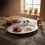 Luhpar Premium 12 - Inch Ceramic Oval Serving Plate – White with Red & Blue Decorative Pattern - Al Kabayel Discount CentreLuhpar Premium 12 - Inch Ceramic Oval Serving Plate – White with Red & Blue Decorative PatternPlatesLUHPARAl Kabayel Discount Centre