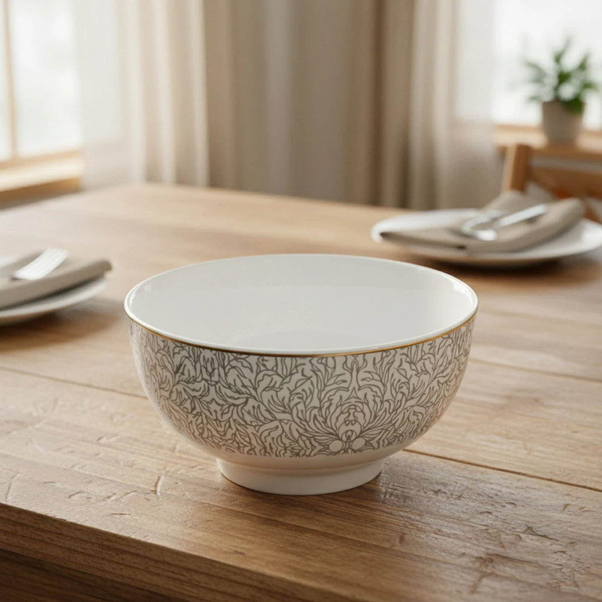 Luhpar Premium 4.5 - Inch Ceramic Small Bowl – White with Soft Grey Accent Design - Al Kabayel Discount CentreLuhpar Premium 4.5 - Inch Ceramic Small Bowl – White with Soft Grey Accent DesignBowlsLUHPARAl Kabayel Discount Centre