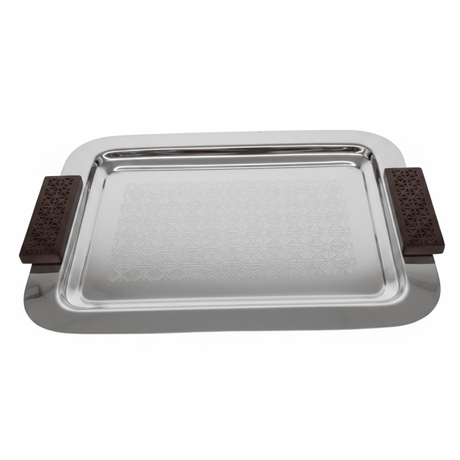 Luhpar Rectangle Stainless Steel Serving Tray with Wooden Handles - 38×28cm - Al Kabayel Discount CentreLuhpar Rectangle Stainless Steel Serving Tray with Wooden Handles - 38×28cmServing TraysLUHPARAl Kabayel Discount Centre
