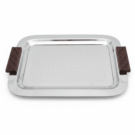Luhpar Rectangle Stainless Steel Serving Tray with Wooden Handles - 43×33cm - Al Kabayel Discount CentreLuhpar Rectangle Stainless Steel Serving Tray with Wooden Handles - 43×33cmServing TraysLUHPARAl Kabayel Discount Centre