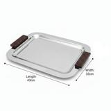 Luhpar Rectangle Stainless Steel Serving Tray with Wooden Handles - 43×33cm - Al Kabayel Discount CentreLuhpar Rectangle Stainless Steel Serving Tray with Wooden Handles - 43×33cmServing TraysLUHPARAl Kabayel Discount Centre