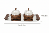Luhpar Rectangular Stainless Steel Serving Tray with 2 Wooden Bowls & Dome Lids - 44×22×13 cm - Al Kabayel Discount CentreLuhpar Rectangular Stainless Steel Serving Tray with 2 Wooden Bowls & Dome Lids - 44×22×13 cmServing TraysLUHPARAl Kabayel Discount Centre