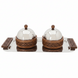 Luhpar Rectangular Stainless Steel Serving Tray with 2 Wooden Bowls & Dome Lids - 44×22×13 cm - Al Kabayel Discount CentreLuhpar Rectangular Stainless Steel Serving Tray with 2 Wooden Bowls & Dome Lids - 44×22×13 cmServing TraysLUHPARAl Kabayel Discount Centre