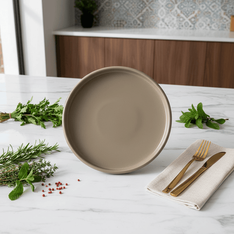 Luhpar Round Ceramic Salad Plate 22.1cm | Taupe, Off White, Brown | - Al Kabayel Discount CentreLuhpar Round Ceramic Salad Plate 22.1cm | Taupe, Off White, Brown |PlatesLUHPARAl Kabayel Discount Centre