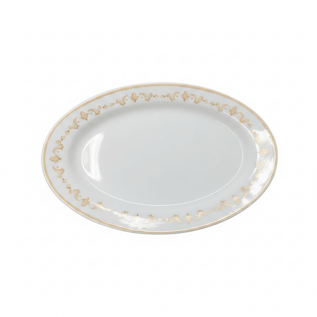 Luhpar Round White & Gold Ceramic Oval Serving Plate – 12 Inch - Al Kabayel Discount CentreLuhpar Round White & Gold Ceramic Oval Serving Plate – 12 InchPlatesLUHPARAl Kabayel Discount Centre