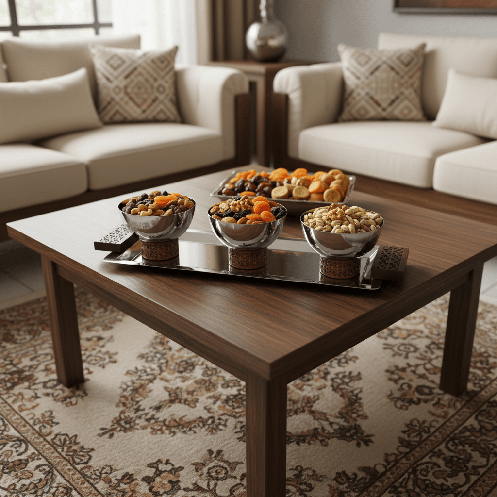 Luhpar Silver Rectangle Stainless Steel Serving Tray with 3 Wooden Footed Bowls - 33×13 cm - Al Kabayel Discount CentreLuhpar Silver Rectangle Stainless Steel Serving Tray with 3 Wooden Footed Bowls - 33×13 cmServing TraysLUHPARAl Kabayel Discount Centre
