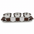 Luhpar Silver Rectangle Stainless Steel Serving Tray with 3 Wooden Footed Bowls - 33×13 cm - Al Kabayel Discount CentreLuhpar Silver Rectangle Stainless Steel Serving Tray with 3 Wooden Footed Bowls - 33×13 cmServing TraysLUHPARAl Kabayel Discount Centre