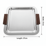 Luhpar Silver Square Stainless Steel Serving Tray with Wooden Handles - 37×37cm - Al Kabayel Discount CentreLuhpar Silver Square Stainless Steel Serving Tray with Wooden Handles - 37×37cmServing TraysLUHPARAl Kabayel Discount Centre