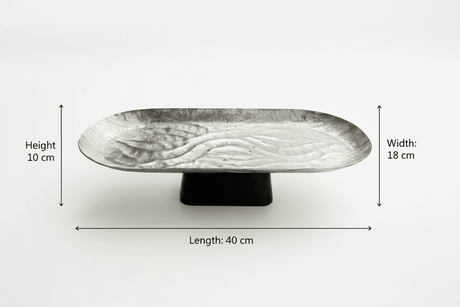 Luhpar Wave Textured Aluminium Oval Pedestal Dish With Black Wooden Base – 40×18×10 cm - 74894-A - Al Kabayel Discount CentreLuhpar Wave Textured Aluminium Oval Pedestal Dish With Black Wooden Base – 40×18×10 cm - 74894-AServing TraysLUHPARAl Kabayel Discount Centre